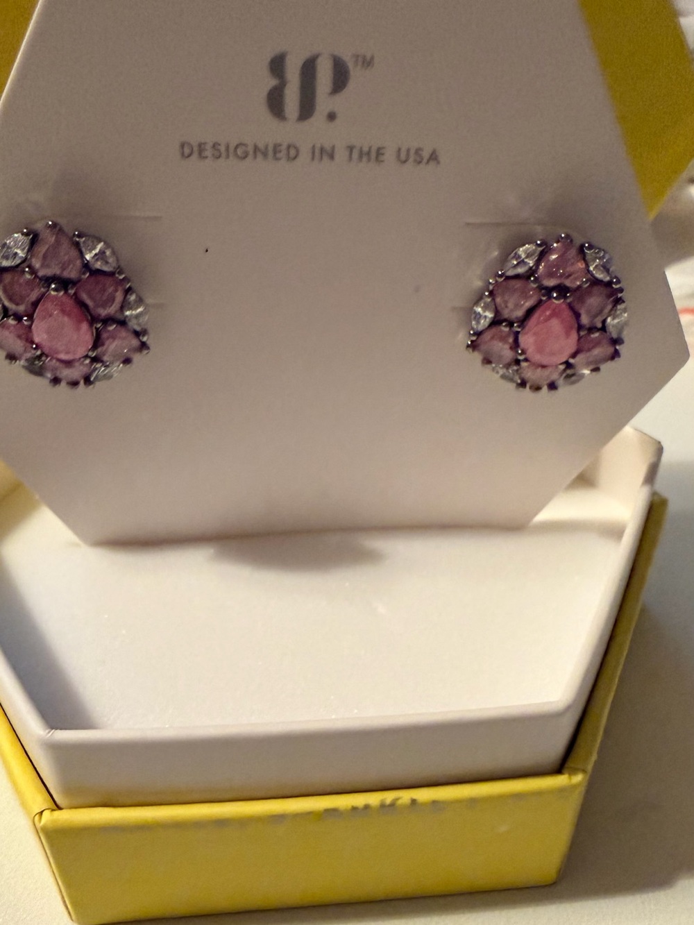 Pink Crystal Cluster Stud Earrings - BP
